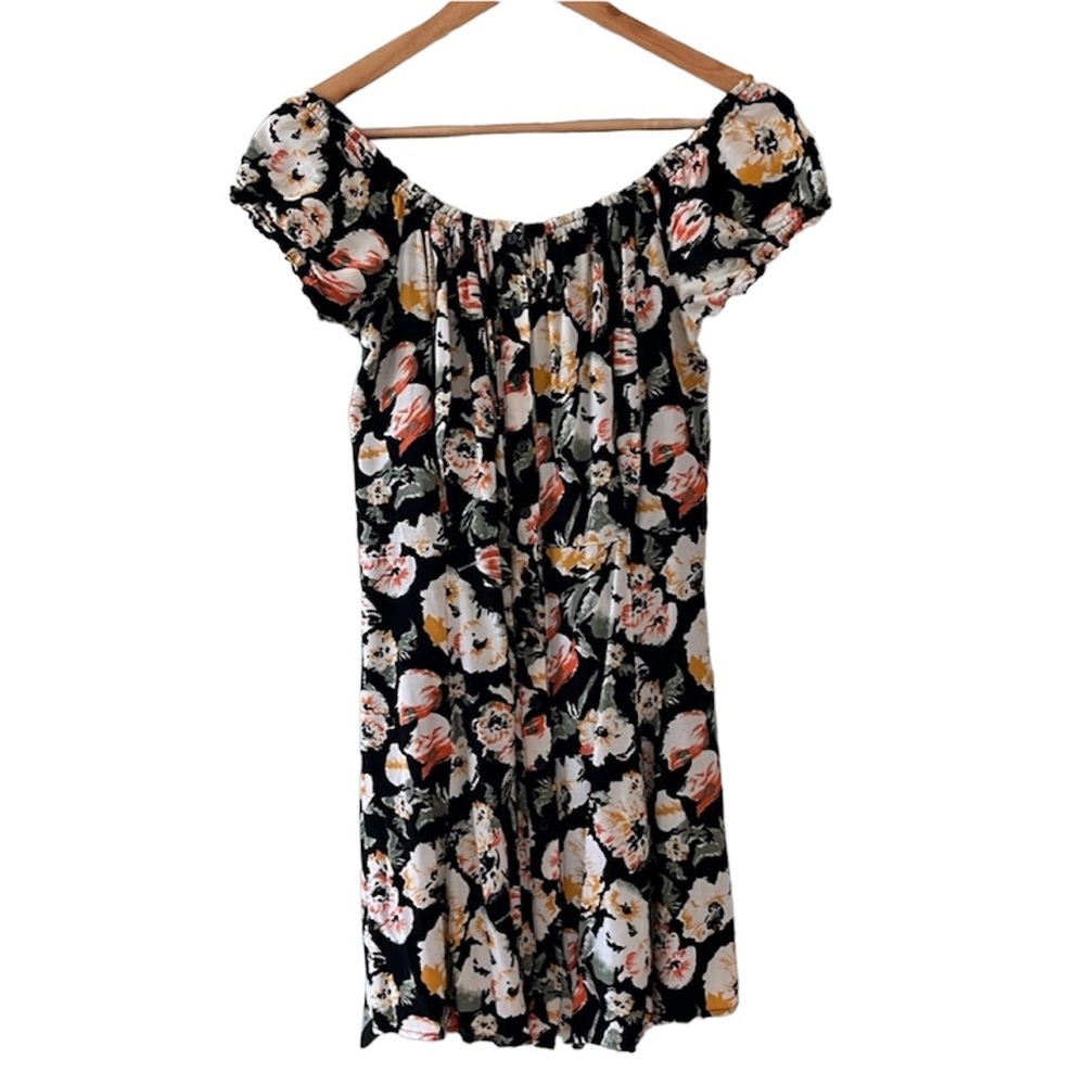 Free People Floral Mini Dress - Black and Pink